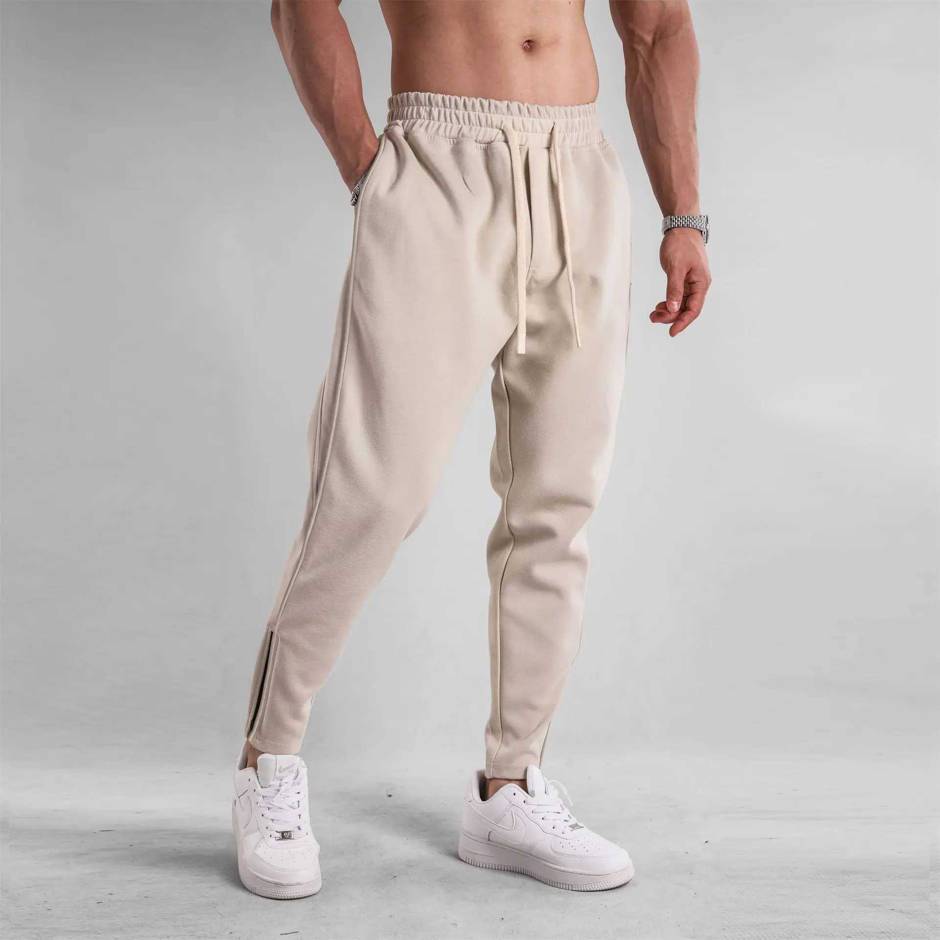 Mens Clothing Sport Casual Zipper Baggy Pants Cotton Long Trousers Outdoor Gym Fitness Workout Jogging Sweatpants Trackpants X250319