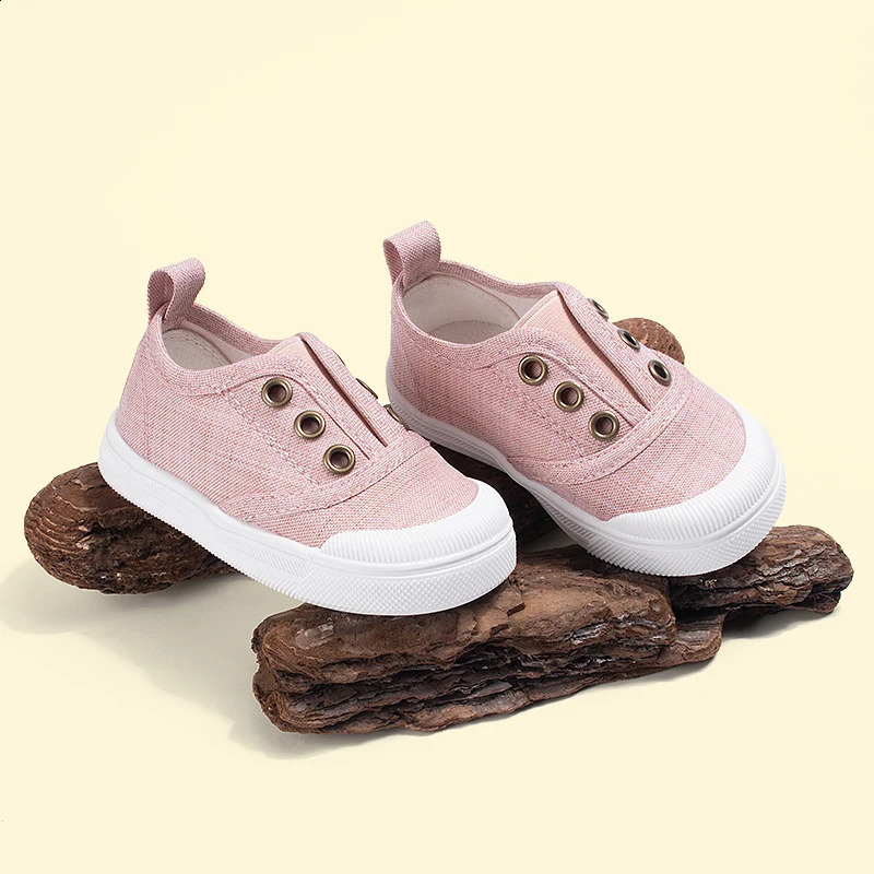EDUBA 2025 Spring Elastic Slip-On Canvas ShoesBoys Girls Casual Shoes with Eyelets Lightweight Cold Adhesive Kids Shoes EW5S80 250319