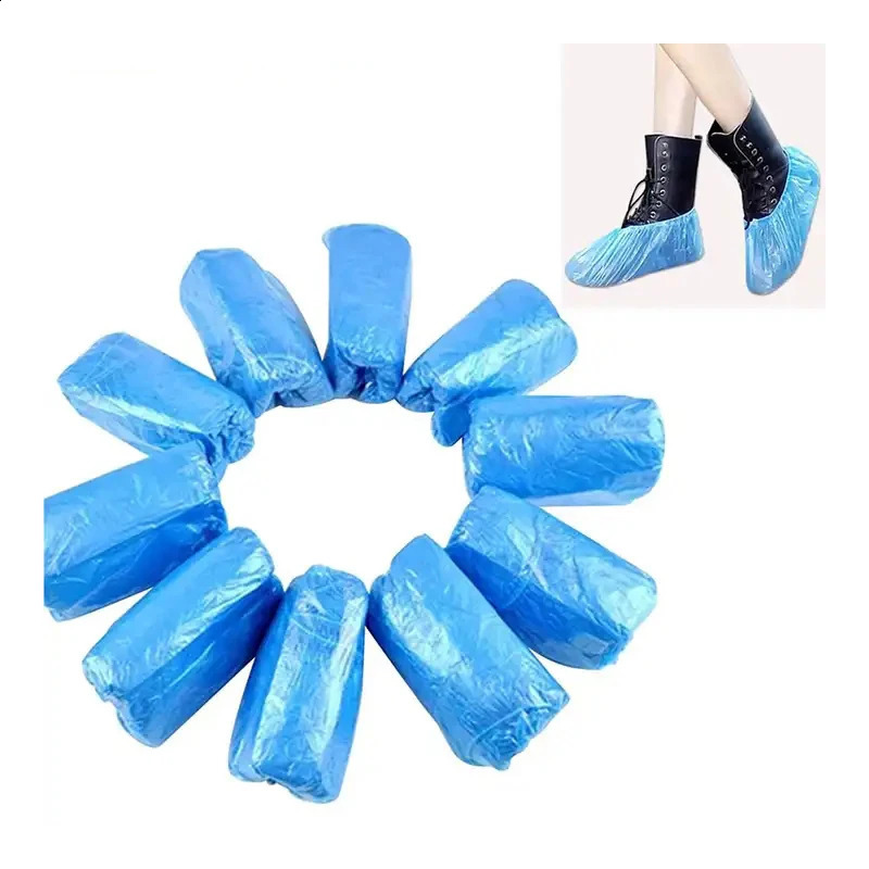 100 PCS Plastic Disposable Shoe Covers Cleaning Overshoes Outdoor Rainy Day Carpet Cover Waterproof 250318