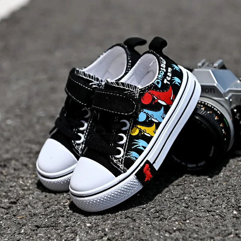 Children Casual Shoes Boys Canvas Shoes Kids Sneakers Cartoon Dinosaur Dino Fashion Classic School Students Girls Shoes Soft 250319