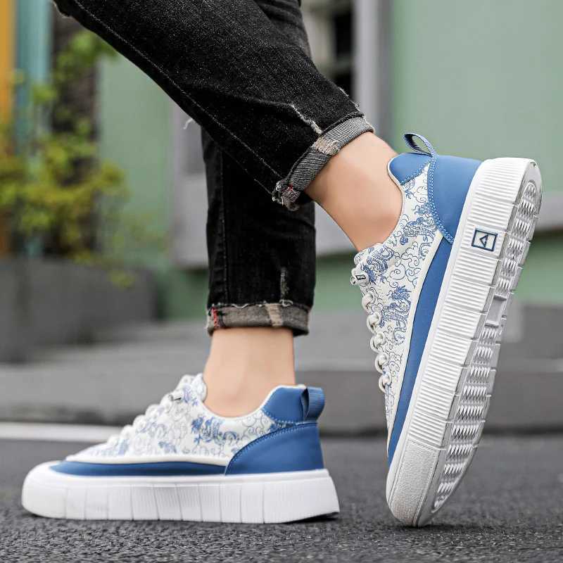 E-foot blue and white porcelain board shoes sports and leisure shoes trendy shoes mens shoes Y250318
