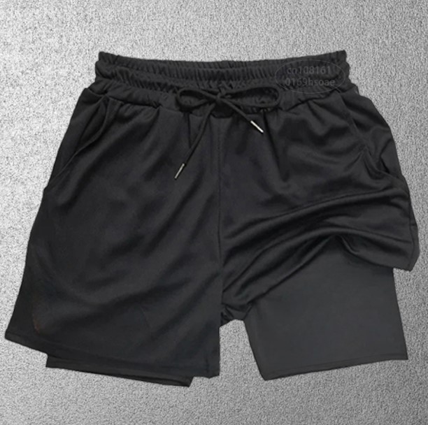 Men's Shorts Sports Men 2 In 1 Double-Deck Summer Fitness Sweatpants Joggin Elastic Woven Training G Running