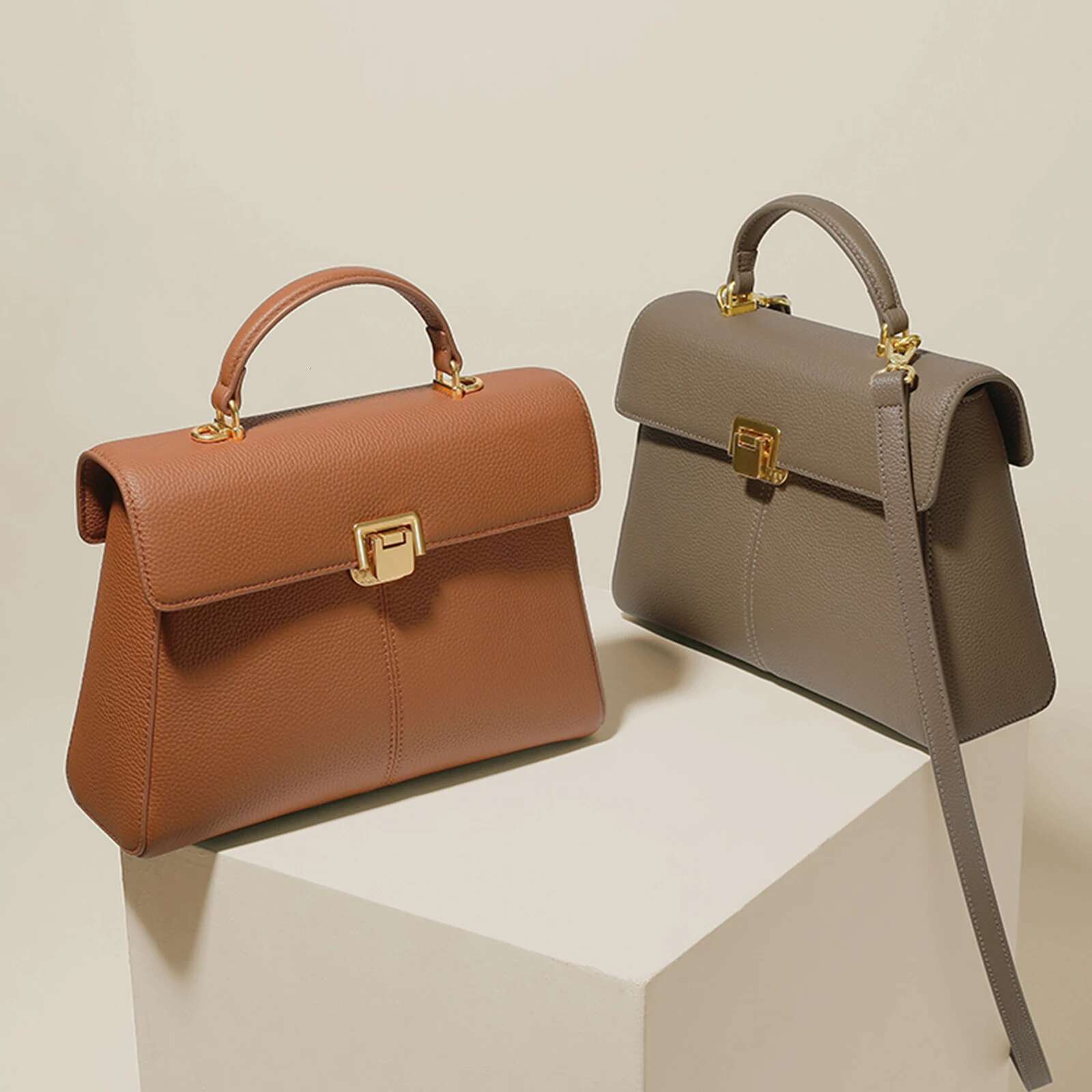 Itamood-Genuine Leather Handbag For Women, Branded Crossbody Bag, Fashionable And Versatile, Scarf Decor