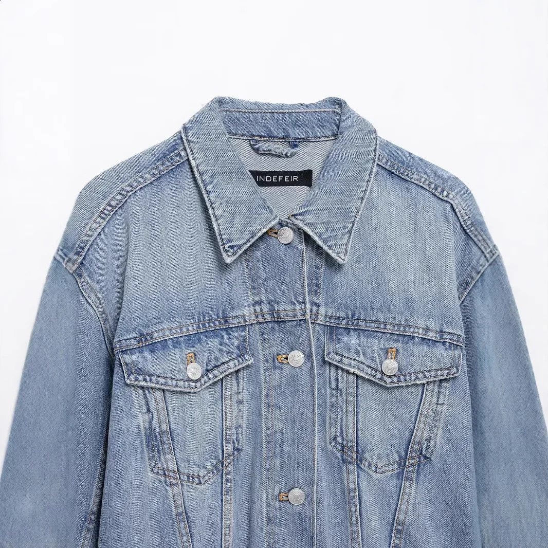 Casual diamond embossed lapel single button denim jacket for women crossborder style elegant and fashionable 250319