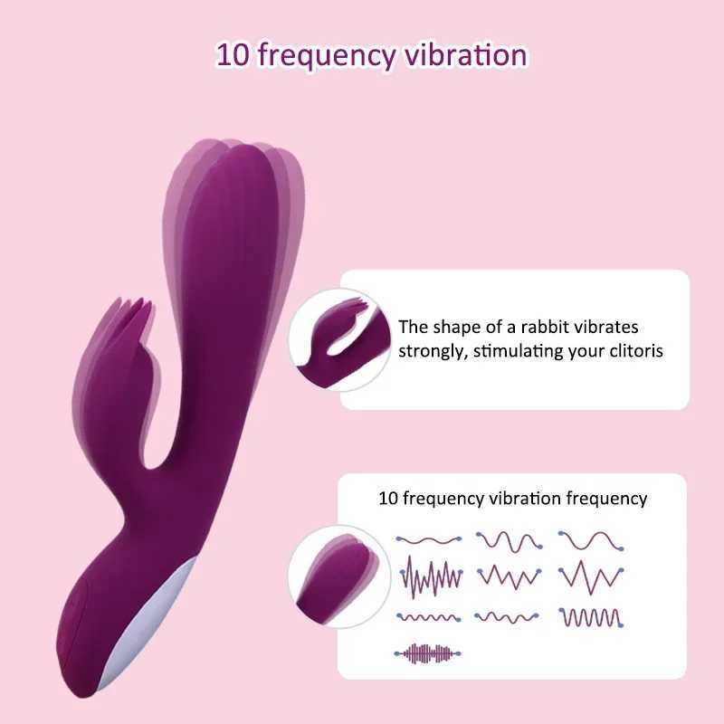 2in1 Rabbit Vibrator For Female Clitoral G Spot Stimulator Vaginal Nipple Massager Adult Dildos Masturbation Sex Toys For Women W250319