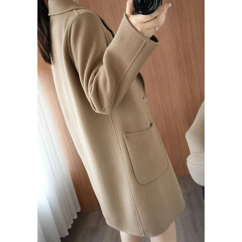 Autumn Winter Women Comfortable Baggy Woolen Coat Lady Fashion Elegant Solid Color Outside Daily Thermal Fleece Jackets 250319