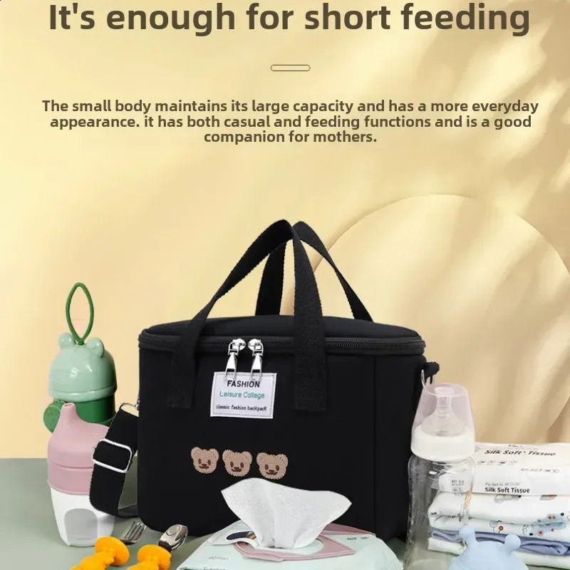 Large Capacity Multifunctional Waterproof One-shoulder Mummy Bag Cartoon Bear Portable Fashion Mummy Bag Outdoor Travel 250319