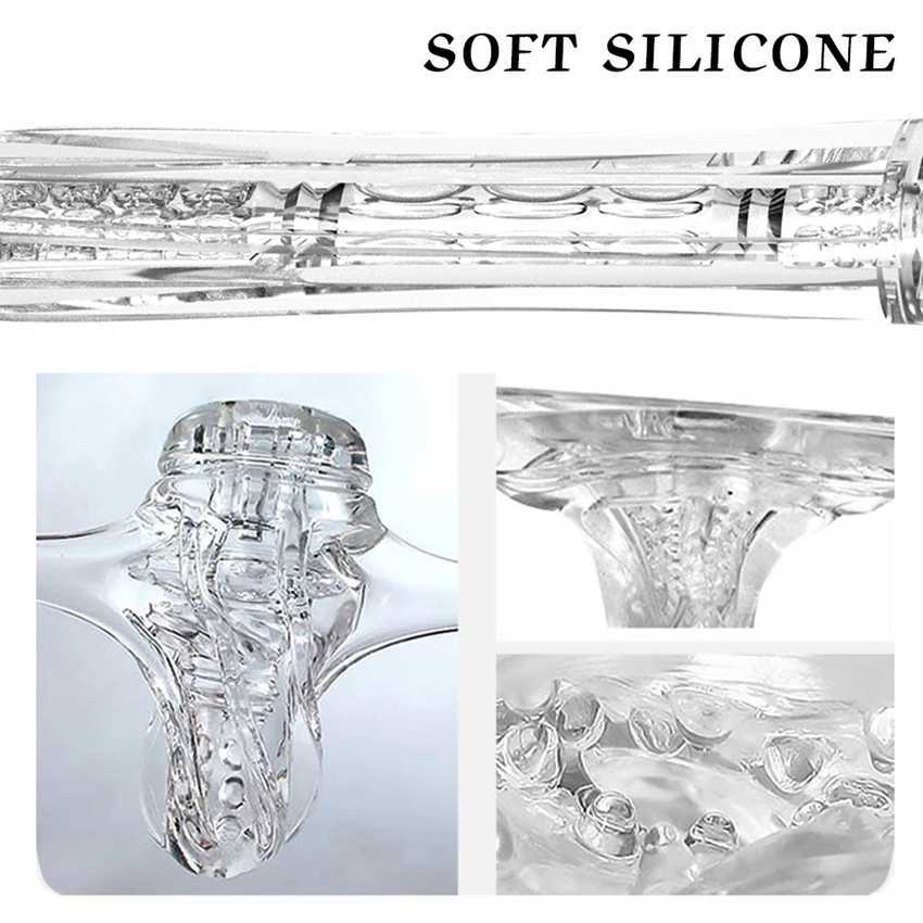Mens Masturbation Cup Sex Toys Mens Massager Transparent Vagina Real Cat Sex Masturbation Soft Silicone Adult Products Men 18XJ250319