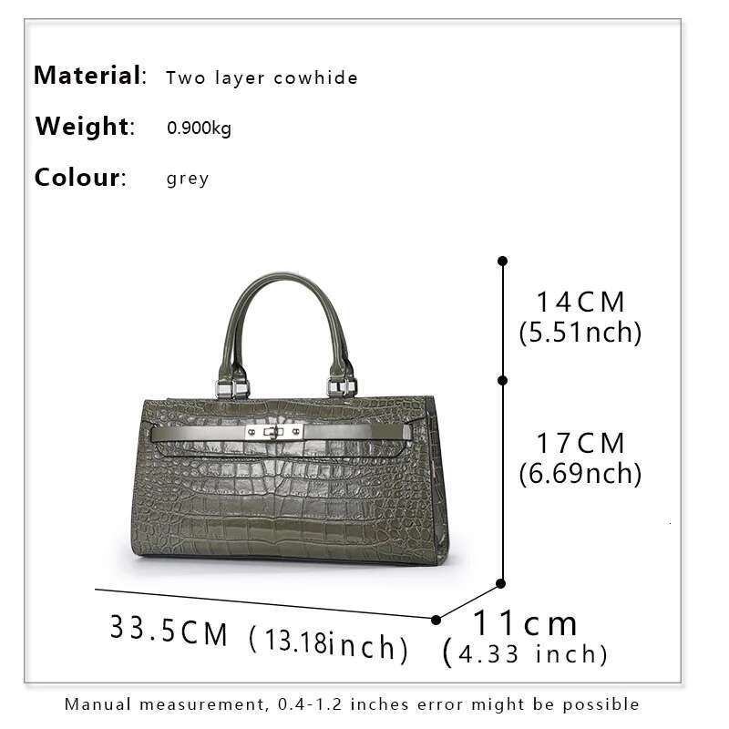 Aidrani Light Crocodile Pattern Genuine Leather Women's Fashionable And Versatile Advanced Grey Cowhide Crossbody Bag