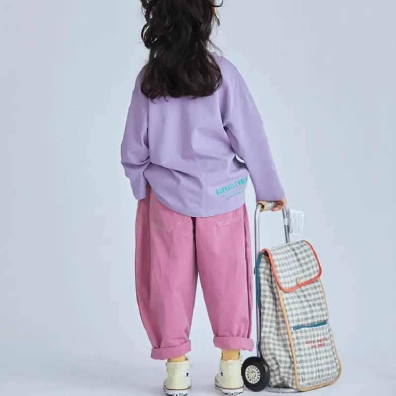 Fashion baby girl jeans cotton high waisted baby toddler white pink Trouser button baby loose pants clothing 1-7YT250318