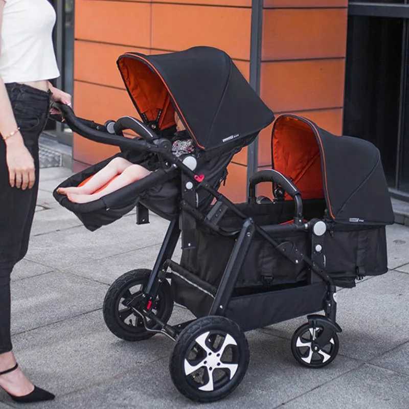 Lightweight double baby stroller folding double baby stroller suitable for two childrens shock-absorbing double baby strollers four-wheel carts Z25031