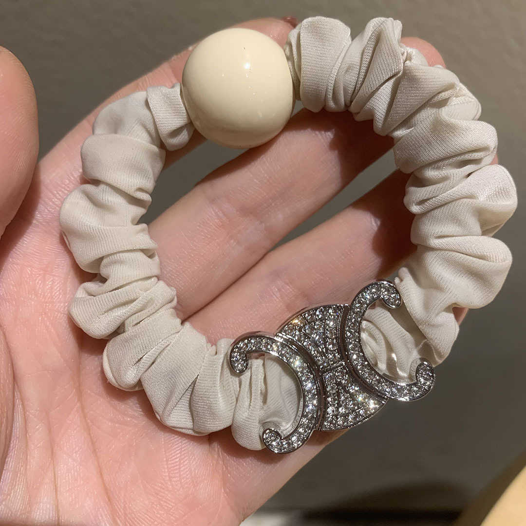 Hair Rubber Bands French Style Full Diamond Pearl Headband New Temperament Simple Satin High-end Hair Accessories H250318