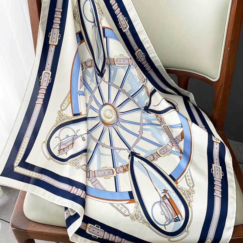 Luxury Silk Feeling Square Scarf Wen 2024 Print Satin Neckerchief Spring Hair Band Foard Bandana Echarpe Tie Shawl Wraps X2503191
