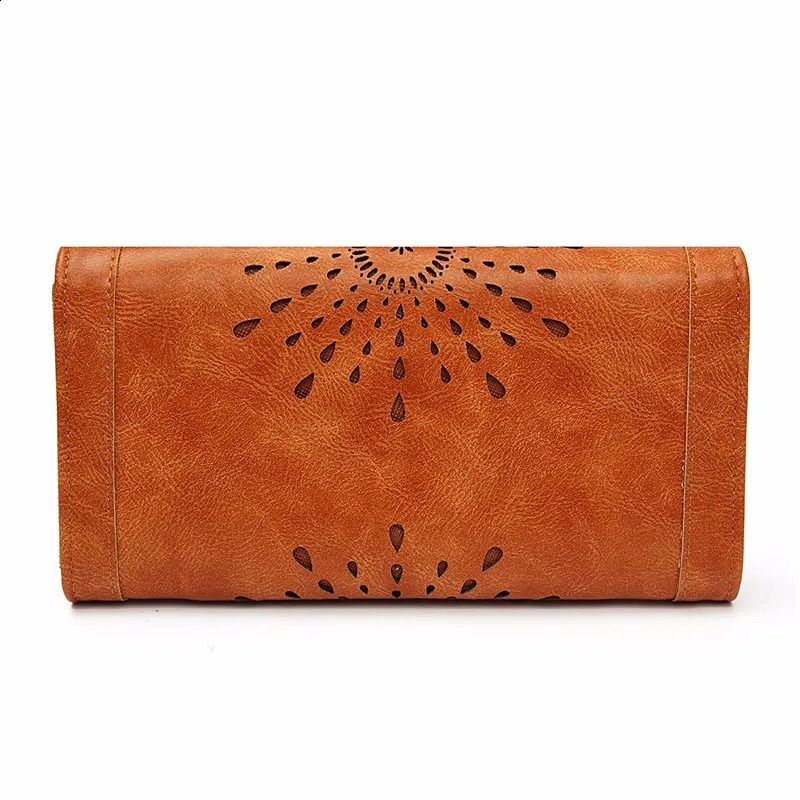 Hollow pattern retro wallet womens wallet PU leather bag womens wallet and wallet retro long wallet 250317