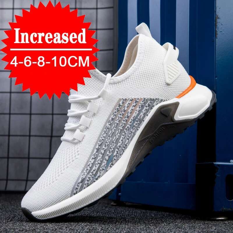 2025 new men's casual summer simple black and white designer fashionable breathable sports shoes 6/8/10cm invisible height increasing shoes