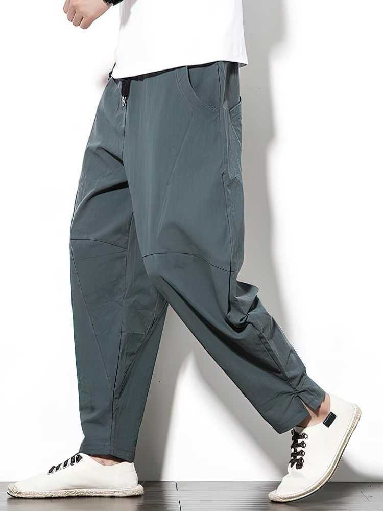 100% Cotton Jogger Pants Men Baggy Casual Trousers Male Walking Wide leg Loose Sweatpants Chinese Summer Big size 2025 New X250319