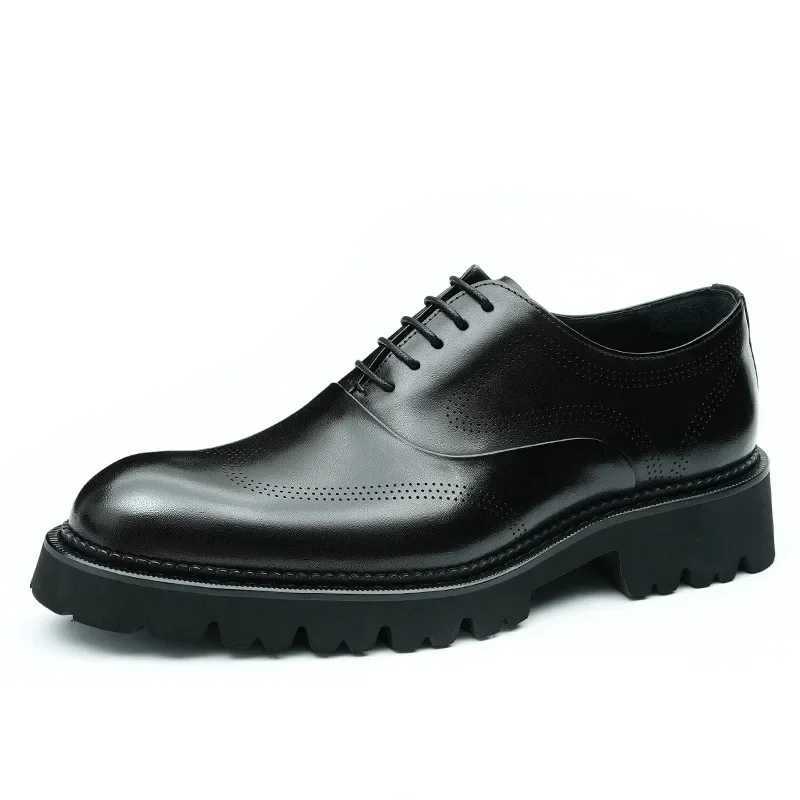 4cm mens dress shoes luxury genuine leather handmade British style elegant high-quality black wedding shoesXJ250319