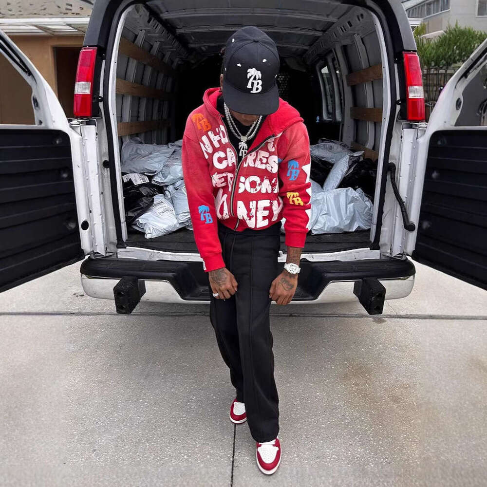 American hip-hop style foam printed with personalized street design and loose fitting hoodie top