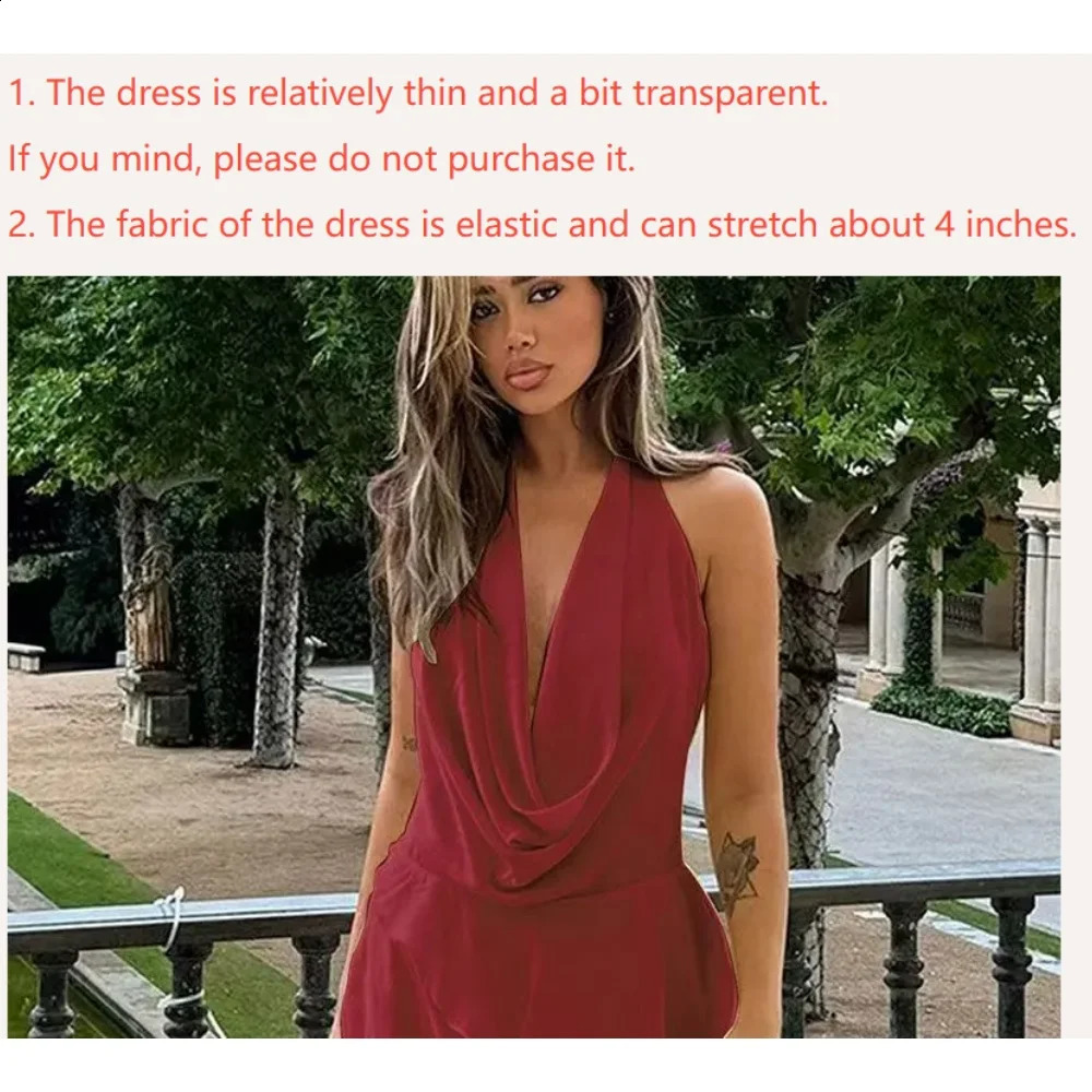 French black dress sexy swim collar sleeveless red beach club backless short skirt 250319