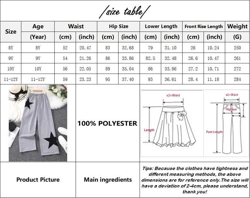 Elastic Spring Embroidered Girls Star Five Point Pants Childrens Wear Casual Pants Solid 8 9 10 11 12 Years AutumnT250318