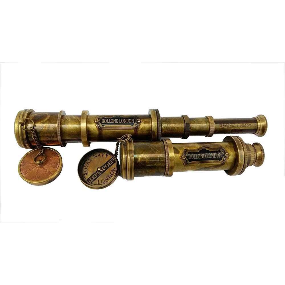 Brass Collectible Antique Style Nautical Spyglass Solid 15 Inch Pirate Telescope with Wooden