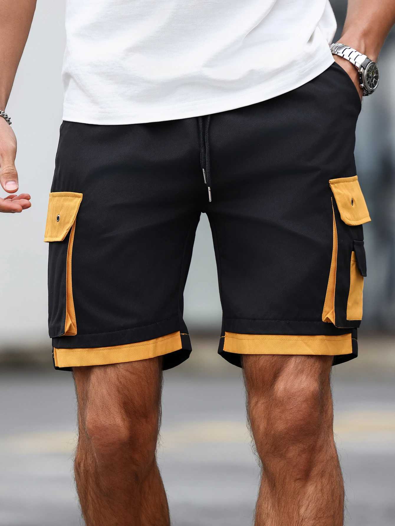 Mens fashionable waist bag cargo shorts used for summer outdoor leisure and work decorative comparison W250319