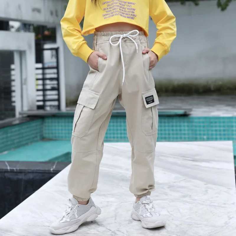 Kids Girls Sports Pants Fashion Pure Color Casual Cargo Pants For Teenage Boys Jogger Pants Children Trousers 6 8 10 12 14 YearT250318