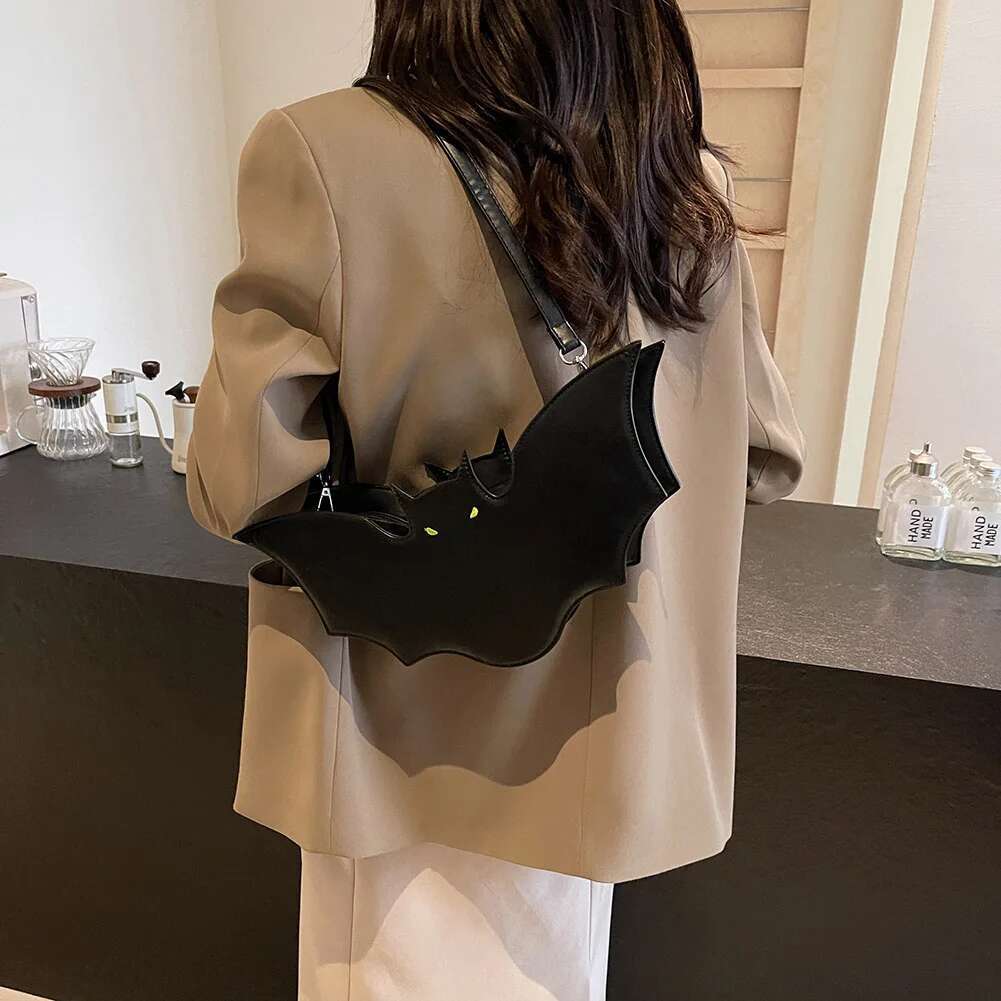 Shoulder Women Bat Shaped Crossbody PU Leather Adjustable Strap Messenger Bag Clutch Purse For Shopping Travel