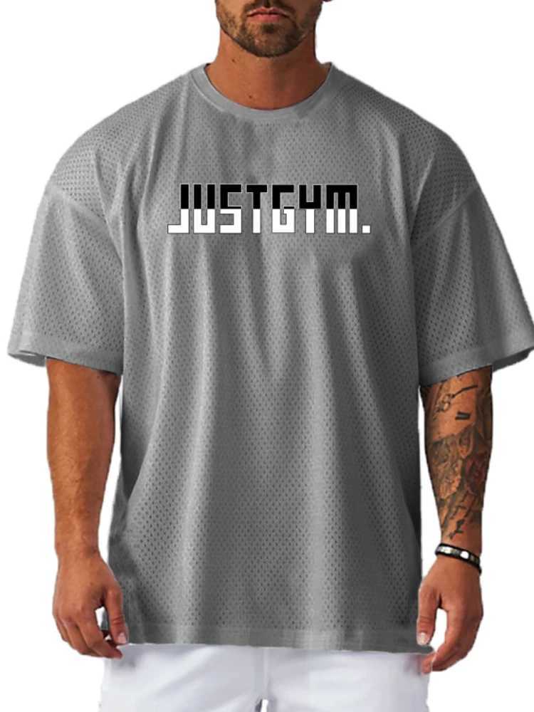 Summer running sports short sleeved quick drying net mens training loose oversized T-shirtT250318