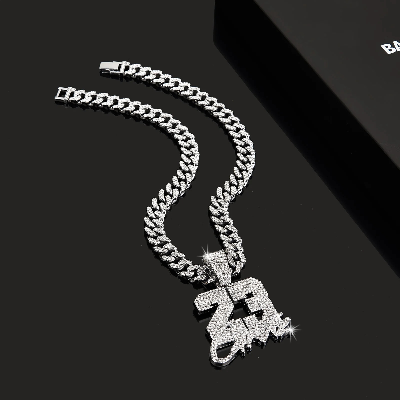 Mens Hip-Hop 23 Number Pendant Necklace with 20-Inch Cuban Chain - Stylishly Funky 250313