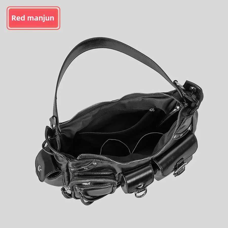 Large capacity Mti pocket motorcycle bag with niche design PU leather single shoe diagonal cross bag Y2K spicy girl Scpt Y250318