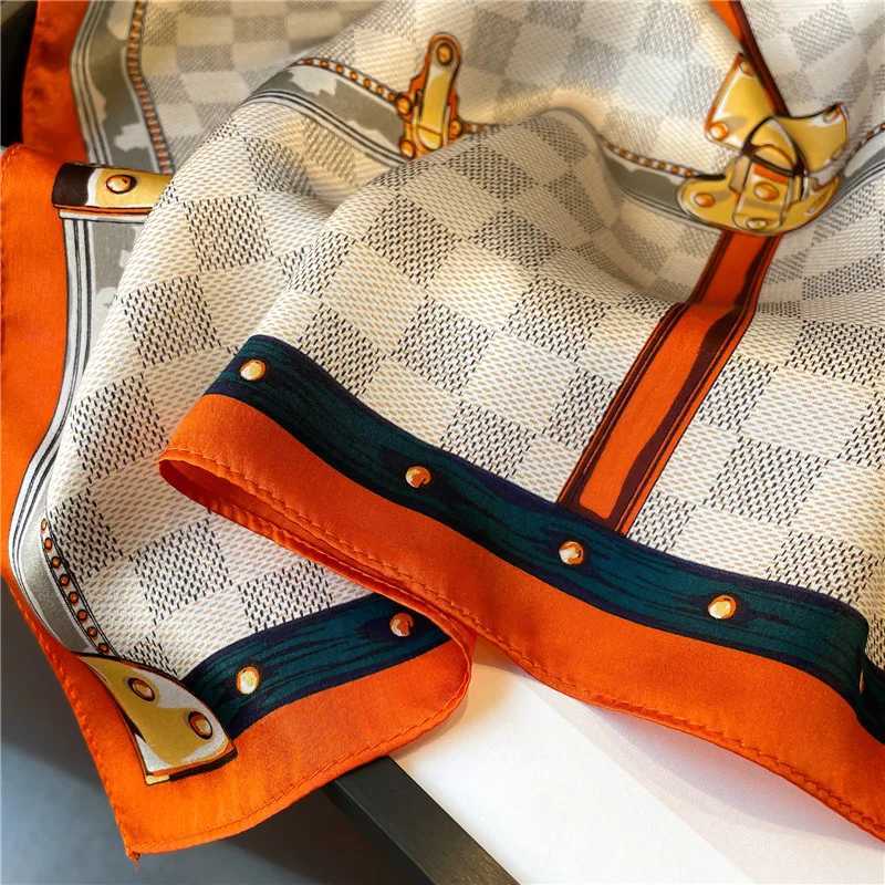 Wen 100% Mberry Real Silk Scarf 53cm Luxury Kerchief Spring Autumn Neckerchief Brand Chains Horse Design Handbag Decorate X250319
