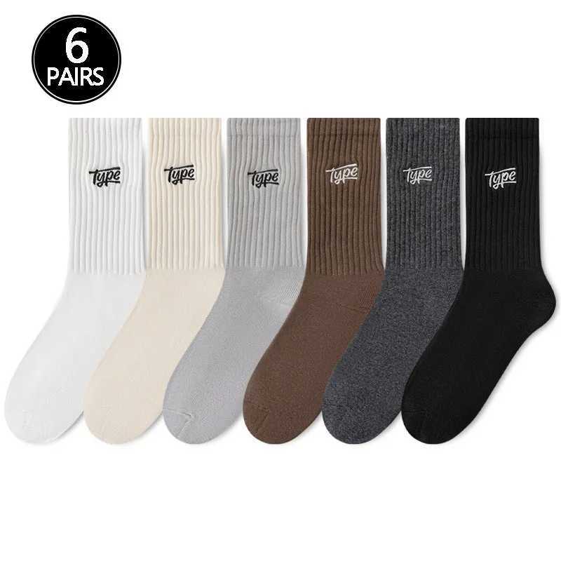6 pairs of mens staff socks multi colored British pattern popular comfortable damp sweat absorbing X250319