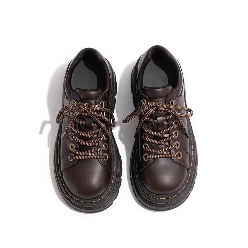 Womens Derby Shoes Autumn British Style Womens Shoes with Fur Round Toe Platform Casual Sports Shoes Leather Autumn PrXJ250319