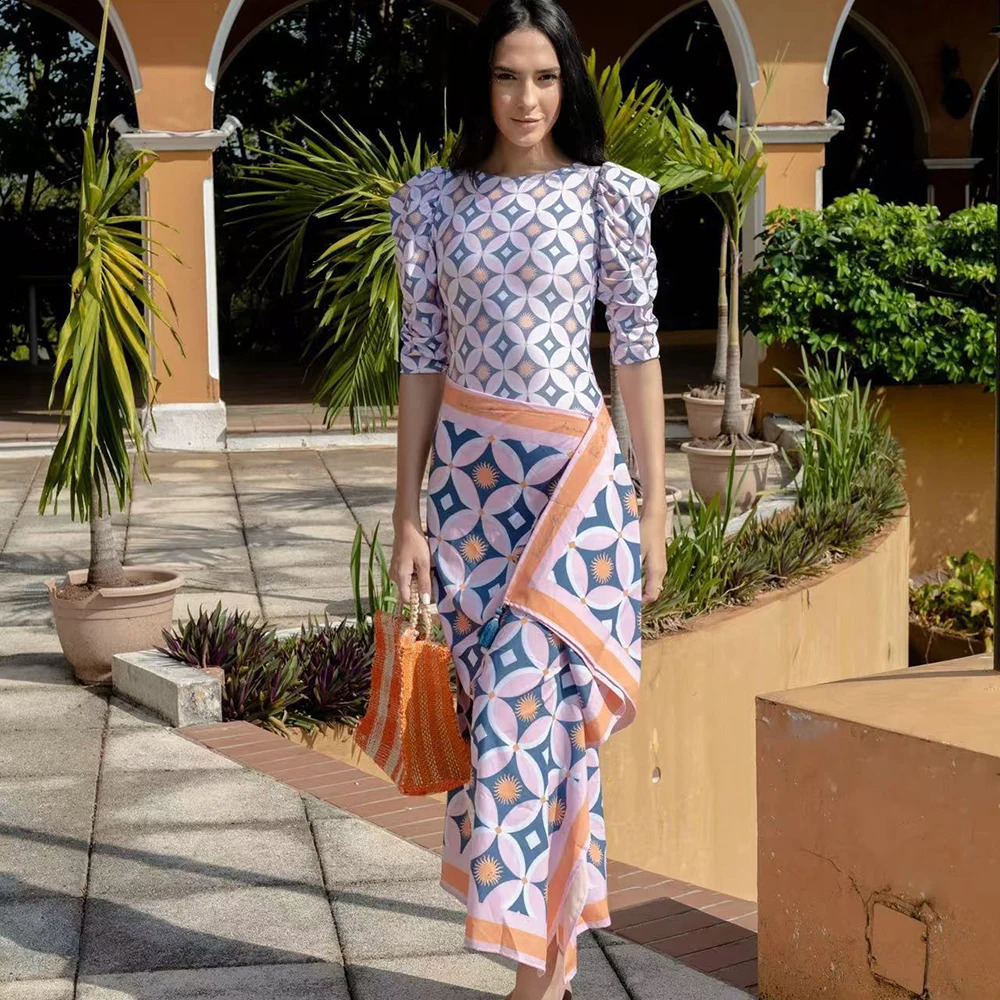 Womens Swimwear Split Sports Skirt-Style Long-Sleeved Sunscreen Swimsuit Swimming Class Thai Thin Two-Piece Bathing Suit 250319