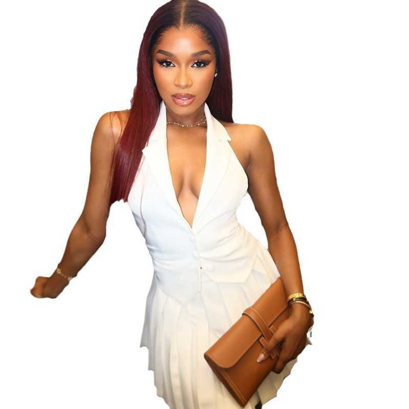 High end sleeveless suit, vest, pleated skirt, two-piece set, women's wear 250315