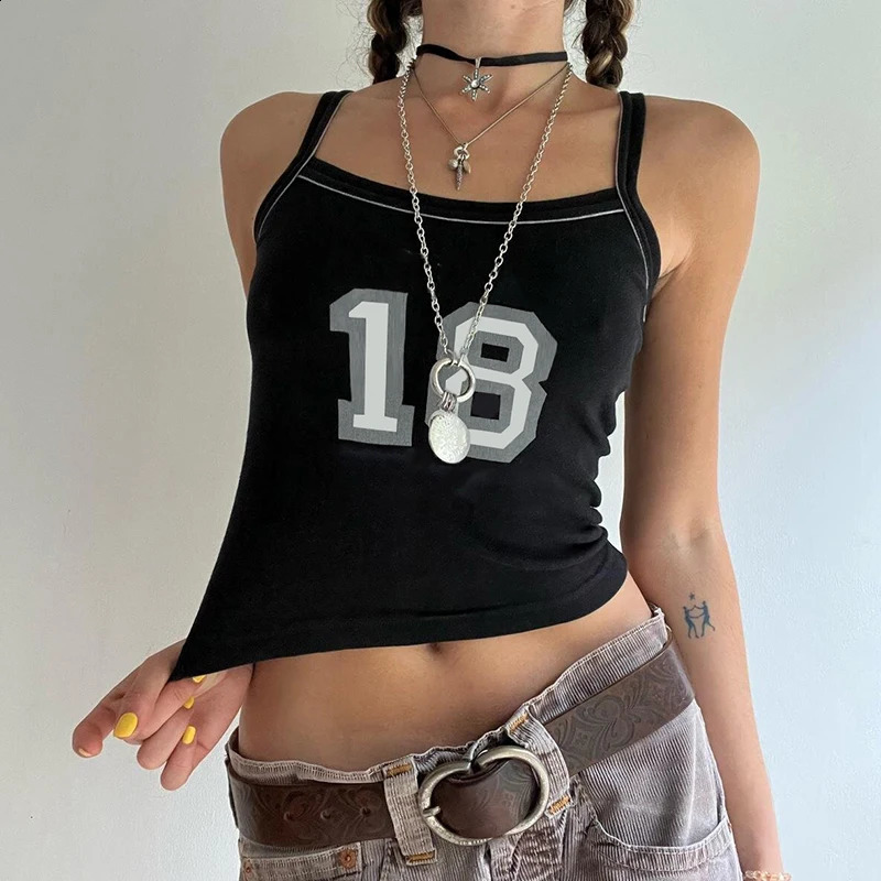 Sexy Womens Tank Top Summer Sleeveless Fashion Elegant Street Clothing Printed Black Casual Slimming Knitted 250319