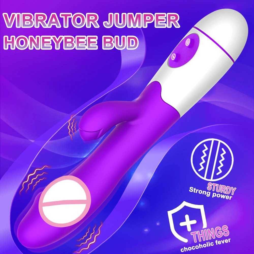 Rabbit Thrusting Vibrator Female G Spot Clitoris Vagin Stimulator Dildo AV Magic Wand Dual Vibrating Massager Sex Toys for Adult W250319
