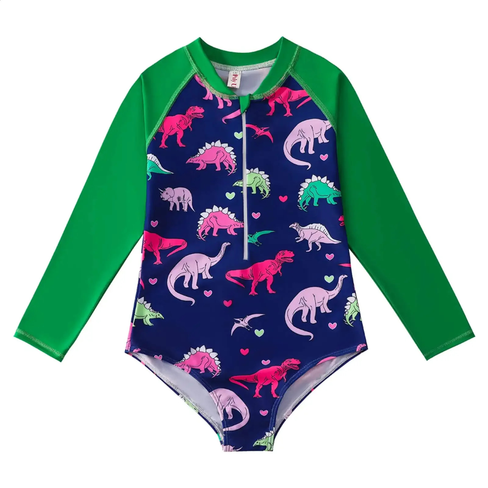 Swimming Suit for Kids Girl Kids Girls Swimming Jumpsuit Swimwear Long Sleeve Front Zipper One-piece Suit Beach Bathing Bodysuit 250319