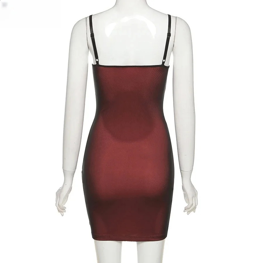 Girls Bodycon Vintage Trend Lady Streetwear Sexy Club Womens Strappy Dress Chic Black Punk Retro Female Short 250319