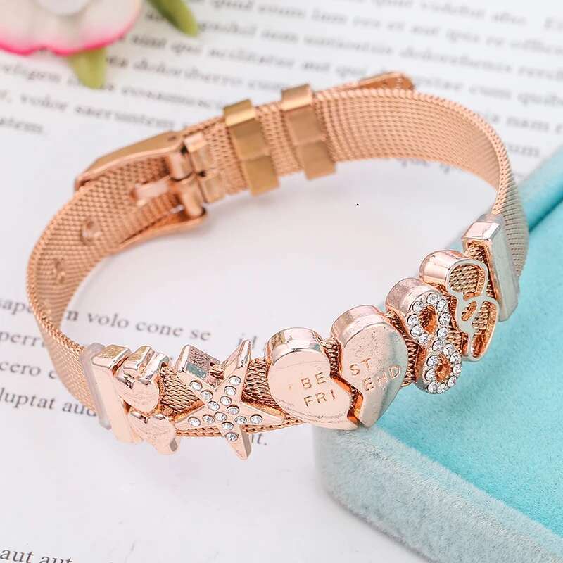 High Quality Stainless Steel Mesh Bracelets With BEST FRIEND Crystal Charm Fine Bracelets Bangles As Friend Women Gift