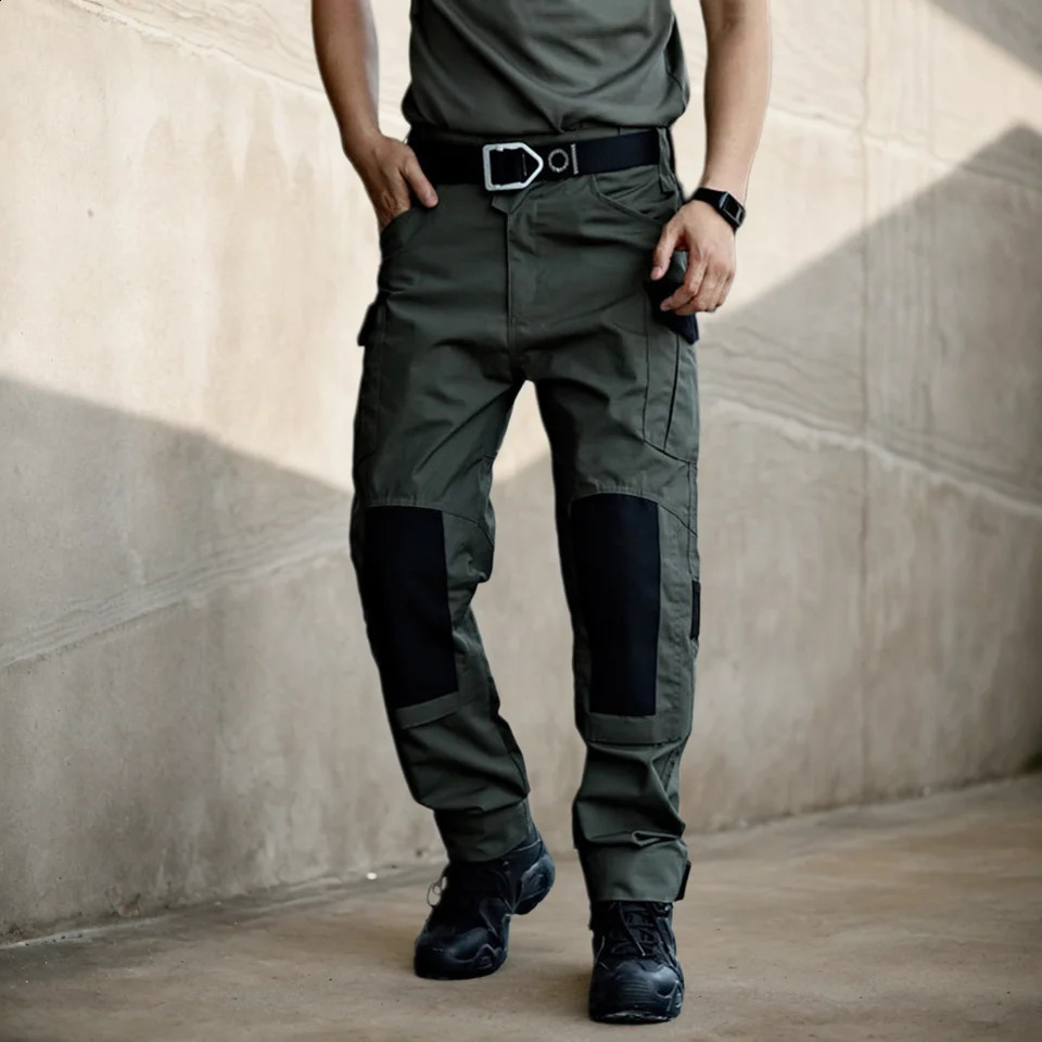 Wear resistant outdoor tactical pants mens casual cargo Trouser multi pocket waterproof work hiking training 250319