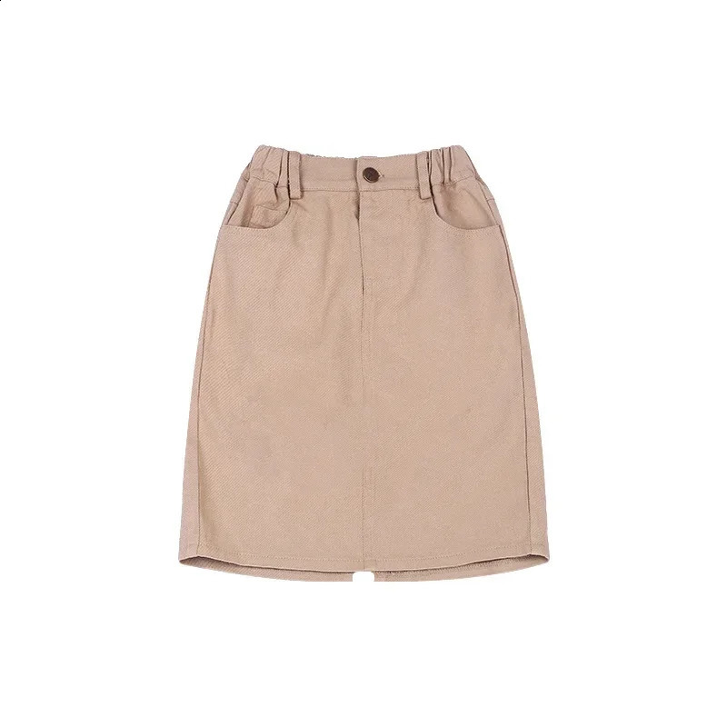 Girls All-match Mid-length Skirt Korean Style Spring Pocket Childrens Clothing Fashion Skirt For Baby Girls 250319