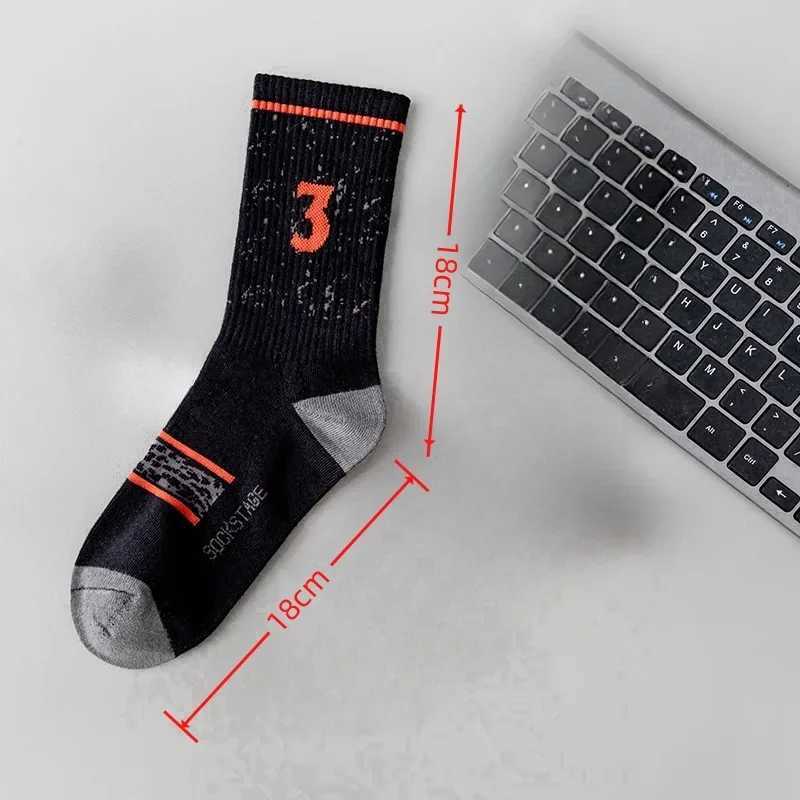 Black Cotton Socks with Digits Letters - 3 pairs in a Gift Box for Casual and Sports use X250319