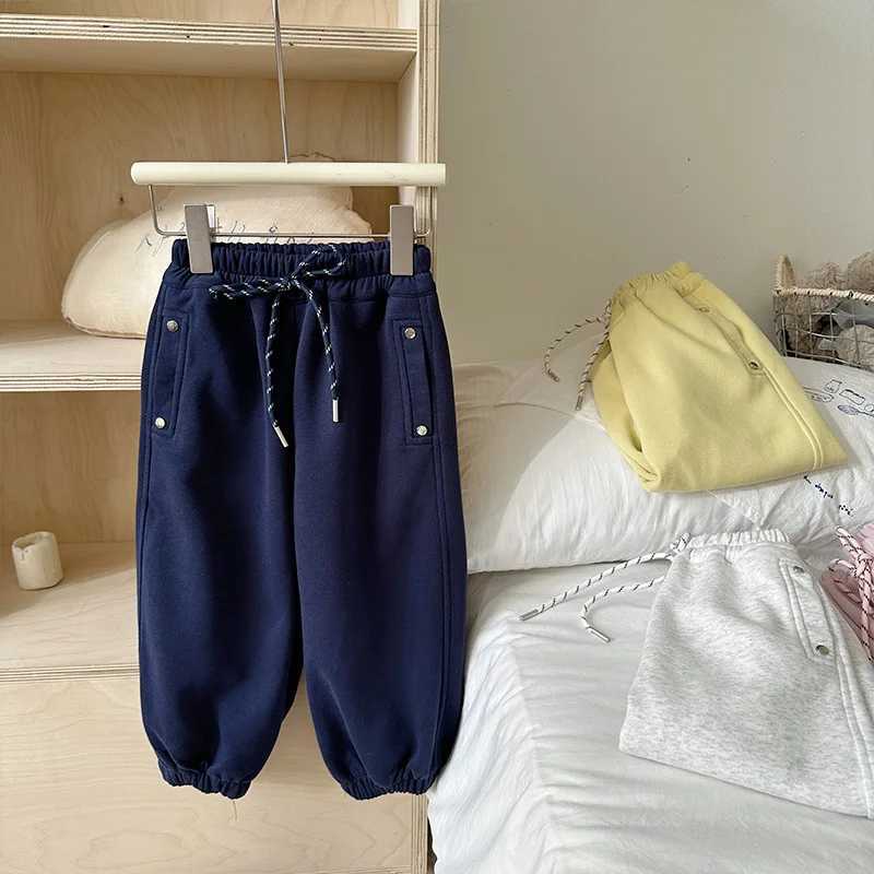 2025 Spring Clothing Korean Style Girls Casual Middle and Small Childrens Sports Pants Solid Color Leg TightsT250318