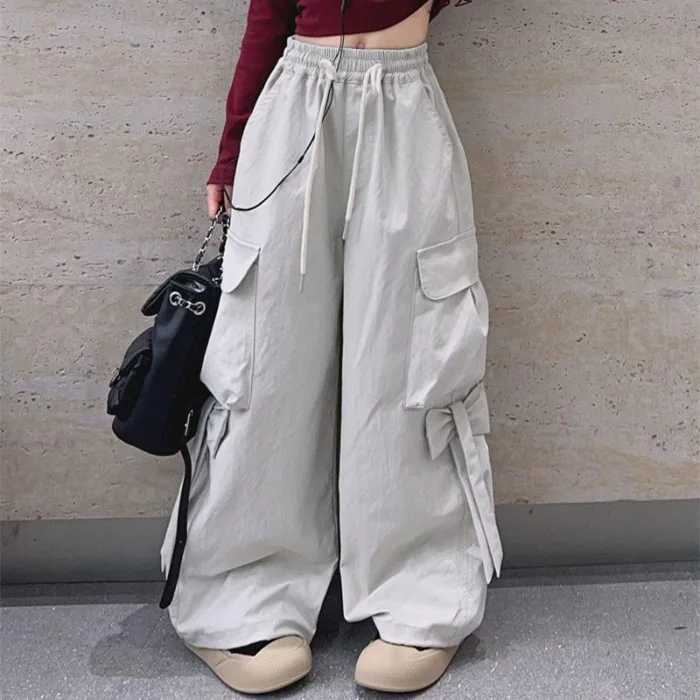 1 Summer Youth Song Set Hip Hop Dancer Girl Costume Bottom Loose Long Leg Cargo Pants Children 4 5 6 7 8 9 11 12T250318