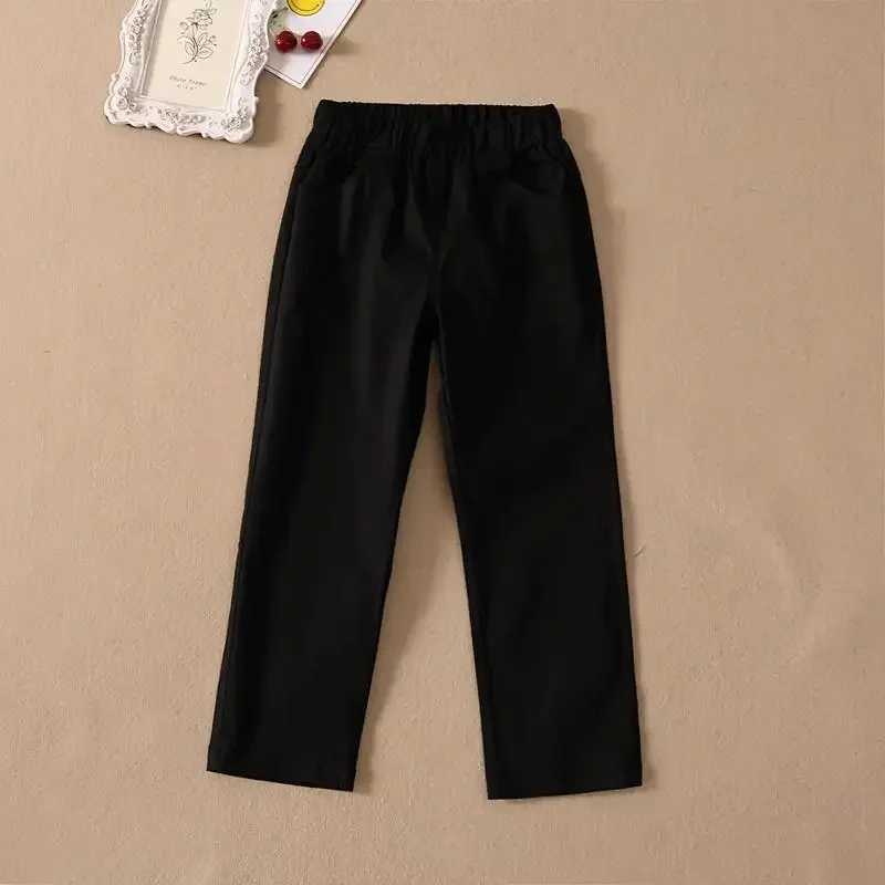 2024 Spring Autumn Childrens White School Uniform Pants Student Suit Pants Boys Black Pants Girls Navy Blue Pants Boys ClothesT250318