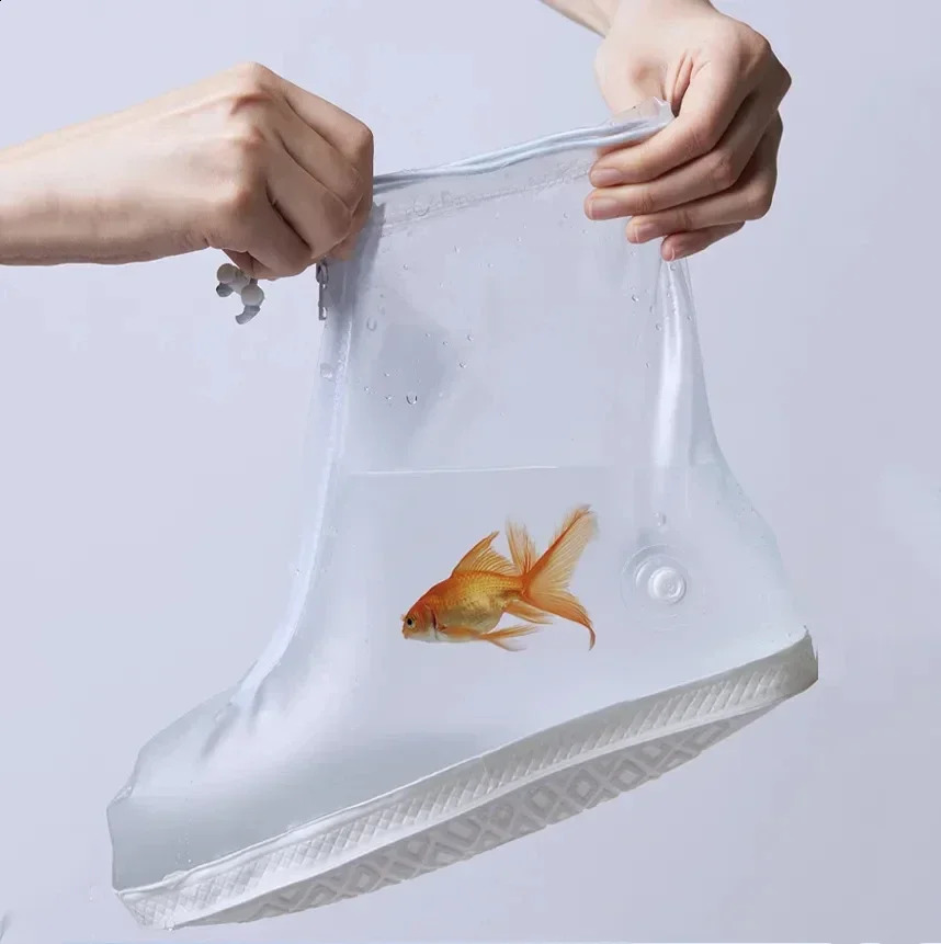 1 pair of waterproof shoe covers anti slip reusable rain boots for women PVC outdoor highquality 250318
