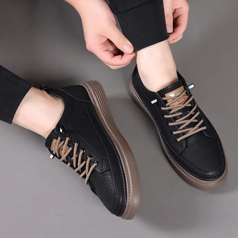 Italian Genuine Leather Casual Shoes Mens Lace Up Oxford Shoes Outdoor Jogging Shoes Office Mens Dress Shoes Sneakers Man 250314