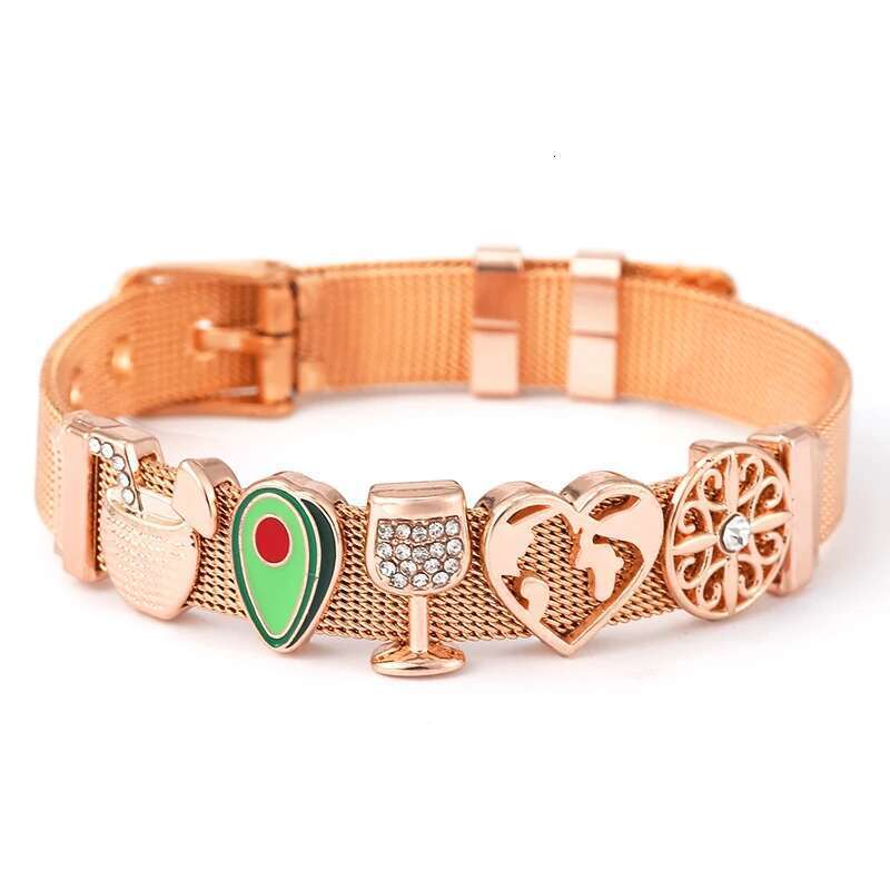 DIY 10mm Adjustable Stainless Steel Mesh Bracelet With Feet Coconut Tree Beads Charm Brand Bracelet For Women Men Jewelry Gift